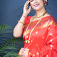 Red Colour Floral Woven Paithani Kanjivaram Soft Silk Saree