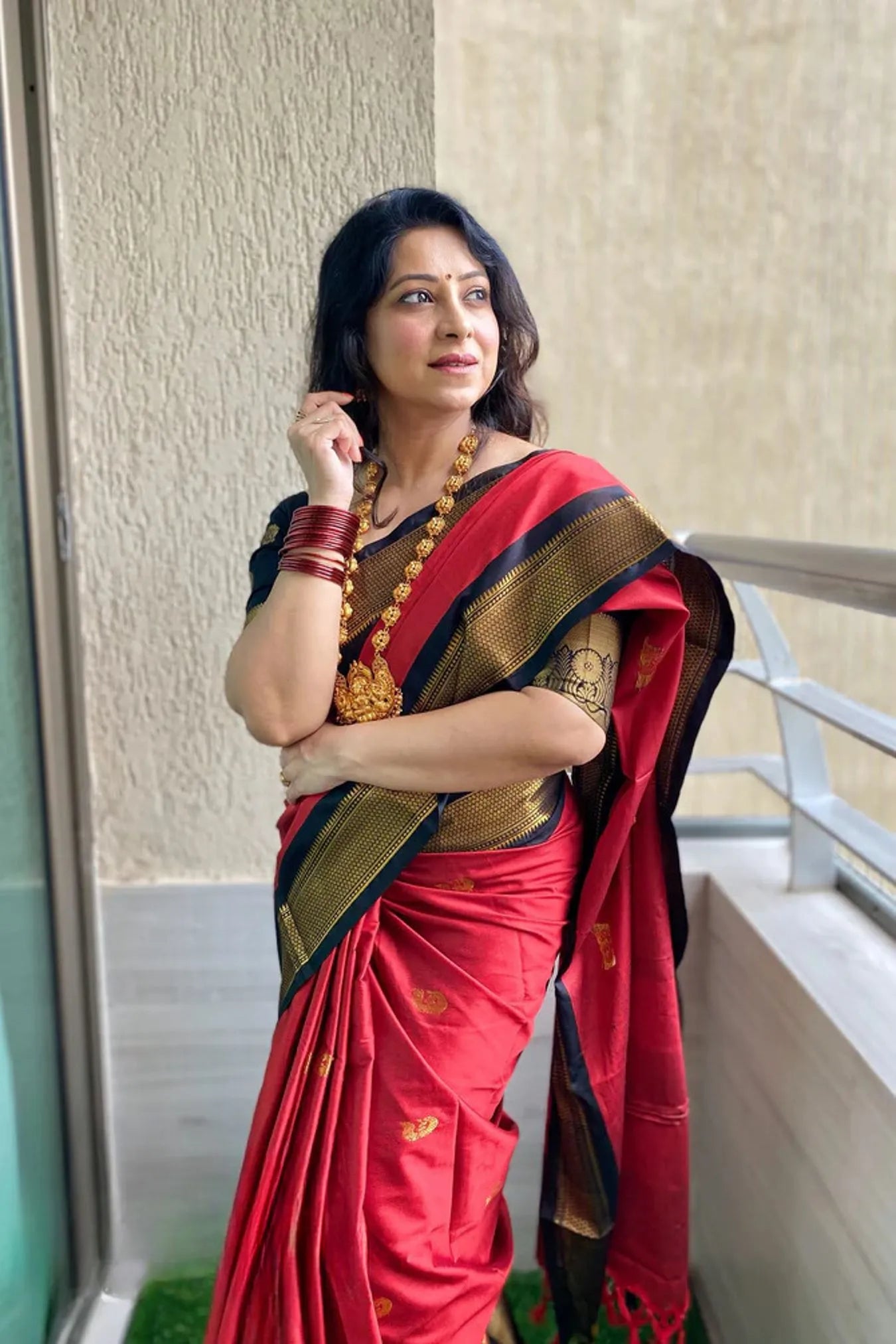 Red Colour Kanjivaram Silk Saree with Contrast Border