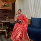 Red Colour Zari Woven Organza Silk Saree 
