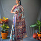 Sky Blue Colour Kalamkari Digital Printed Cotton Silk Saree 