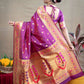 Wine Colour Floral Woven Paithani Kanjivaram Soft Silk Saree