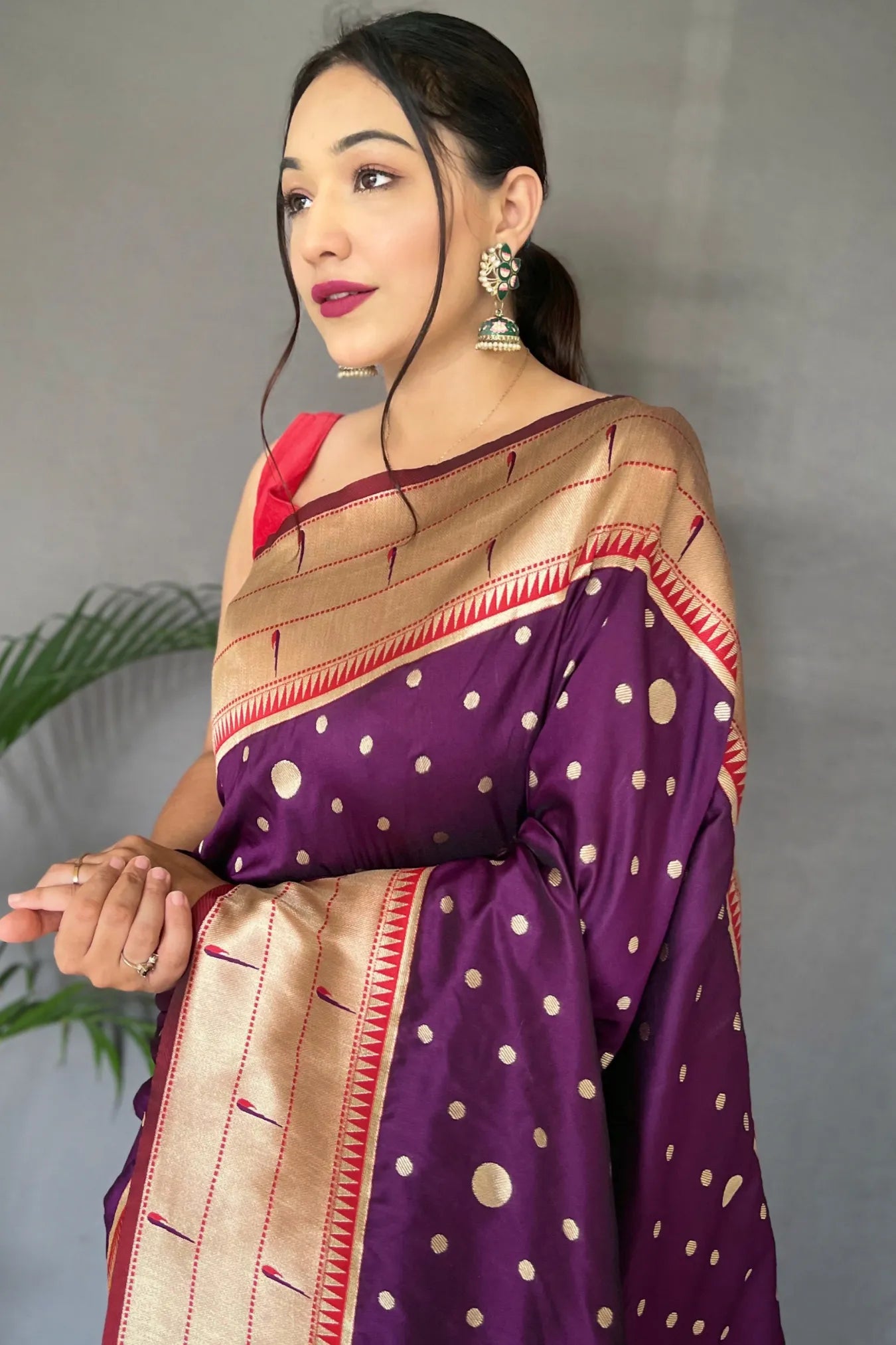 Wine Colour Traditional Wear Paithani Silk Saree